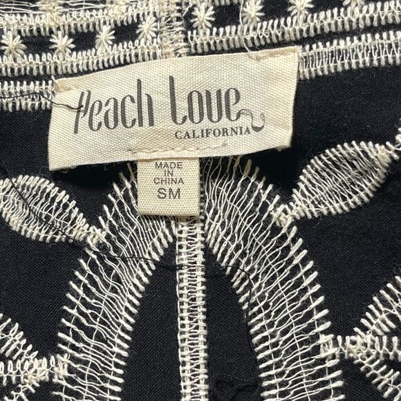 Peach Love California Black Embroidered Cover Up Kimono Sz S/M Hippy Whimsigoth - Picture 10 of 13